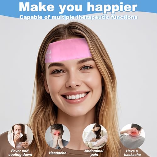 2pcs Migraine Headache Headband，Small Portable Gel Ice Pack Head Strap，Soothing Ice Packs Head Face Cold Compress for Tension Stress & Hangove