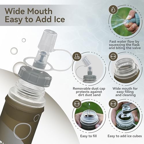 MARCHWAY Soft Flask Collapsible Water Bottle with Wide Mouth, 300ml/500ml - color: Grey, size: 300 ml/10 oz