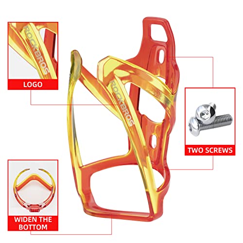 ROCKBROS Bike Water Bottle Holder Ultralight Bottle Cages with Screws Tool - color: Red-Yellow, size: Standard