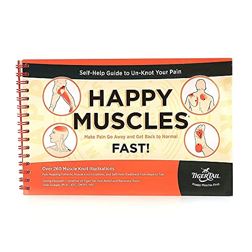 Tiger Tail Bundle: 18in Portable Massage Stick Portable Roller + The Big One Foam Roller + The Stretchy Tiger 80" Stretch/Yoga Strap + Happy Muscles Book