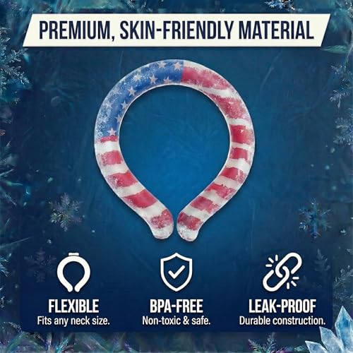 CoolTimeUSA Neck Cooling Tube - Neck Ice Ring Cooler Wrap, Stars & Stripes - color: Stars and Stripes
