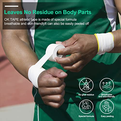 OK TAPE Athletic Sports Tape 4 Packs 45ft Per Roll Strong Adhesion - color: White, size: 1.5" x 15yards - 4 Rolls