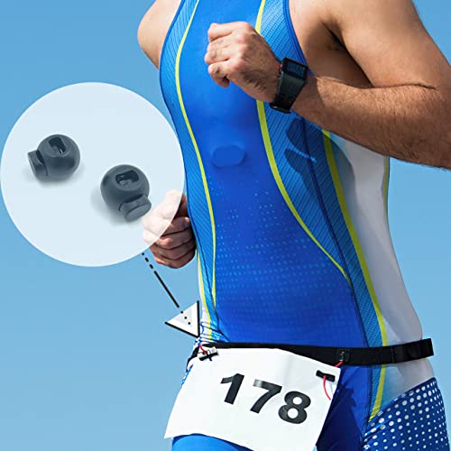 Plastic Toggle Stoppers for Race Belt Bib Holder (2PCS) End Spring Locks w/ 4" Drawstrings
