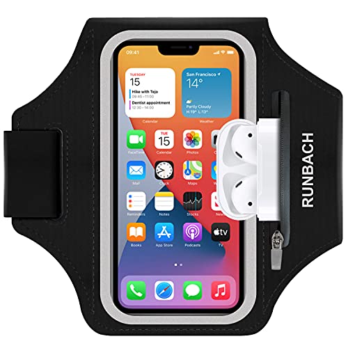 Armband for iPhone 17 Pro Max/16 Pro Max/16 Plus/15 Pro Max/15 Plus/iPhone 14,13,12,11 Pro Max/XS Max,Water Resistant Sport Armband with Zipper Slot for Airpods and Keys (Black) - color: Black