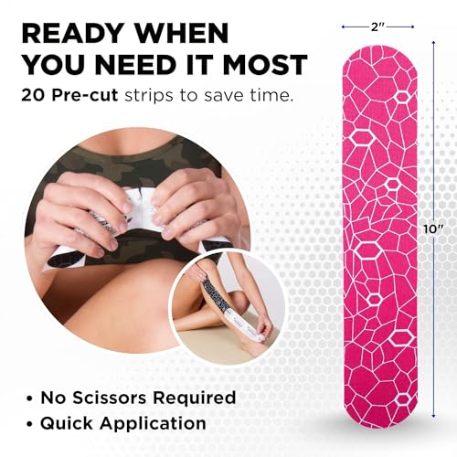 THERABAND Kinesiology Tape for Shoulder, Back & Knee, 2", Pink/White - color: Pink/White