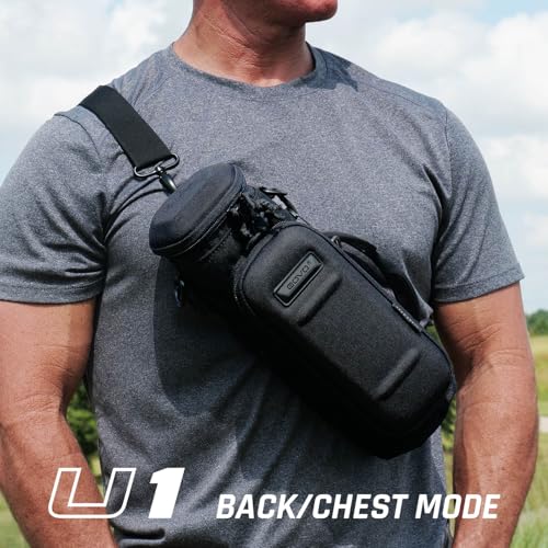 GOVO U1 Water Bottle Pouch with Zippered Hardshell Cap, Fits Up to 40oz Bottle, Molle System, Heavy Duty, Made With 100% Nylon - color: Black