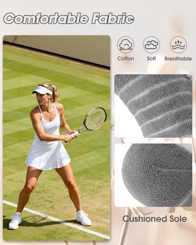 Womens Compression Ankle Crew Socks, Breathable Cushioned Socks - color: Gray White Black, size: 6-9