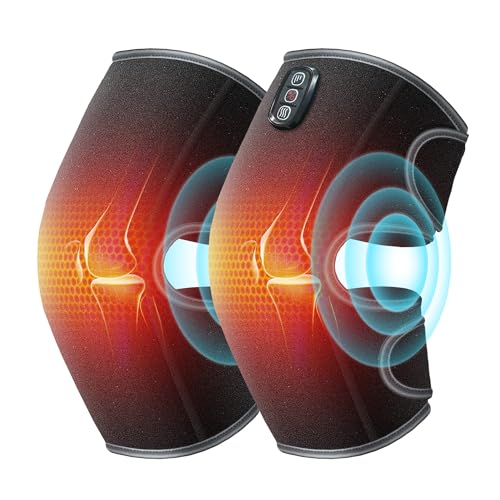 COMFIER Heated Knee Massager with Heat & Vibration, Graphene Knee Heating Pad Wrap, Adjustable Wearable Knee Brace,Electric Knee Warmer for Men Women Seniors - color: Midnight Black