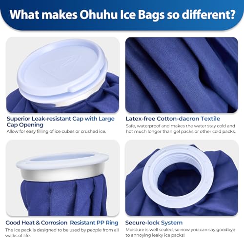 Ohuhu 3 Pack Ice Pack with Wrap Ice Bag for Injuries Hot Cold Therapy