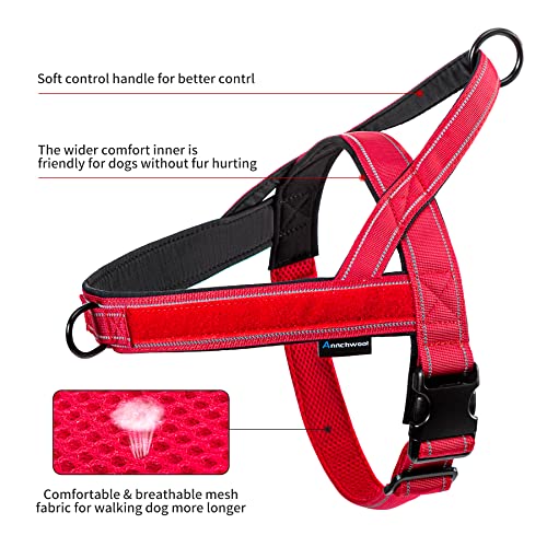Annchwool No Pull Dog Harness with Soft Padded Handle(Red,XS,1 in Width) - color: Red, size: XS
