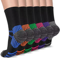 Sooverki Copper Compression Socks Women and Men 6 Pairs - Circulation Arch Support Plantar Fasciitis Running Ankle Socks - color: B1 - 6 Pairs - Black - Crew, size: Small-Medium