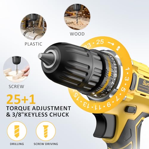 Sundpey 170 Pcs Portable Basic Home Tool Kit Set with 21V Cordless Drill