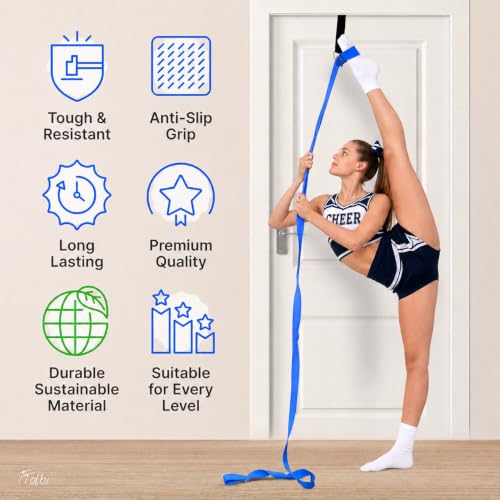 Leg Stretcher Strap with Door Anchor and Resistance Band, Splits Trainer - color: Deep Blue