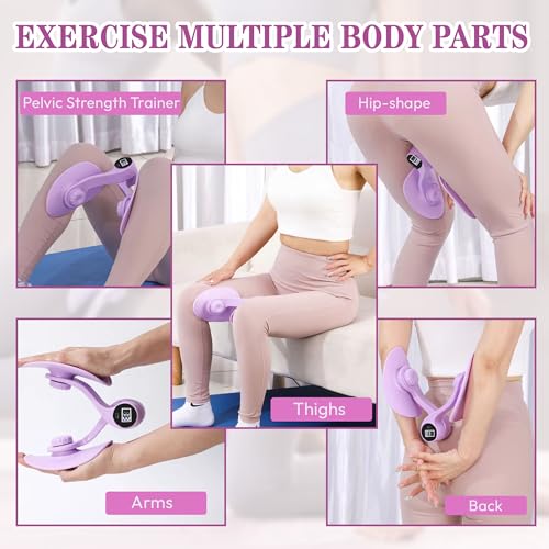 Thigh Hip Trainer Kegel Exerciser, Pelvic Floor Exercise Devices, Inner Thigh Exerciser for Women Men, Thigh Exercise Equipment - color: Purple