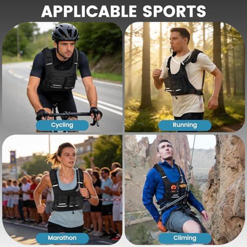 Hydration Pack Vest – Lightweight Chest Pack 2.0L Hands-Free Water Bladder Backpack, Reflective Strips, Adjustable Fit for Men and Women, Ideal for Marathon, Trail Running, Hiking, Cycling - color: Black