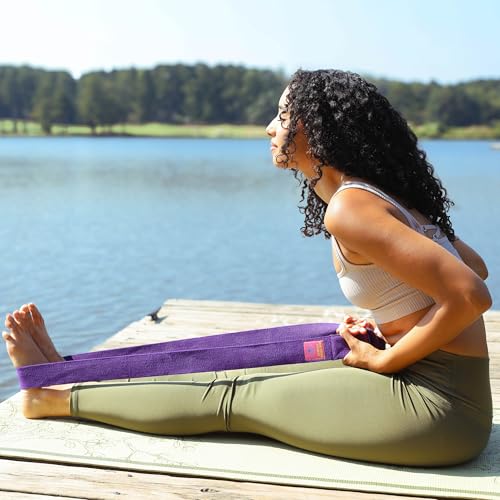 Extra-Wide 2 Inch Cotton Yoga Strap: Stretching, Physical Therapy, Exercise - color: Purple, size: 8 feet