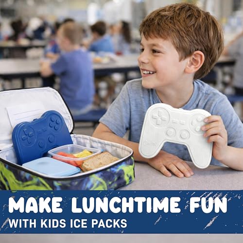 Fit & Fresh Cool Coolers Reusable Kids Lunch Box Ice Packs, 4pk - color: Game Pad (4 Pack), size: 4 Pack