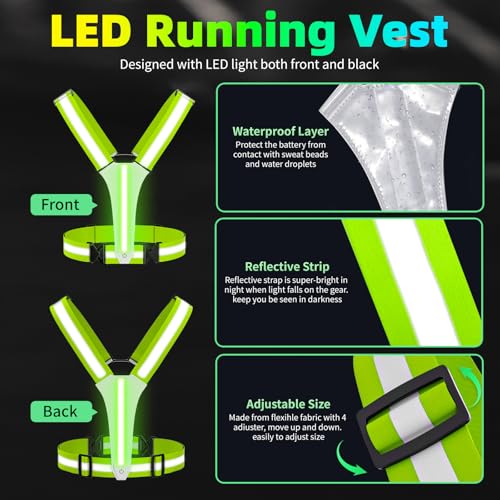 LED Reflective Vest, Rechargeable Light Up Running Vest
