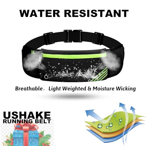 USHAKE Running Belt Fanny Pack for Women & Men, Phone Holder Waist Bag - color: Black-1