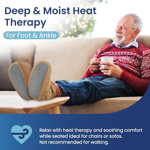 REVIX Microwavable Booties, Foot Warmers, Heated Slippers, Mocha L - size: L, style: Mocha