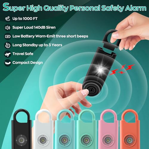 Fauxomor 140dB Personal Safety Alarm for Women 3pack Self Defense Keychain - color: Orange+Blue+Black