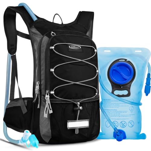 Hydration Backpack with 3L Water Bladder, Small Hydration Pack Backpack for Men Women, Lightweight Water Backpack with Cooler Layer for Running, Biking, Hiking - color: Black