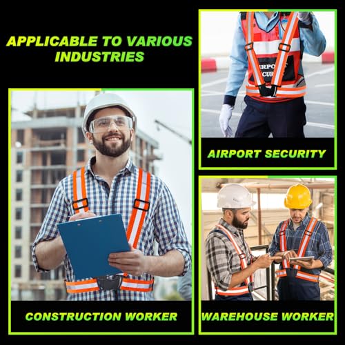 Hercicy 12 Pcs Reflective Safety Vest Hi Vis Adjustable Straps Orange - color: Orange