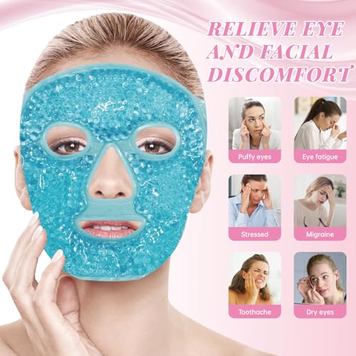 ZNÖCUETÖD Ice Face Facial Jade Roller and Ice Face Mask Cold - color: Blue+pink