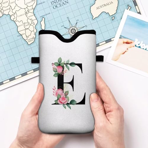 Cell Phone Sleeves Bag Case Crossbody Neoprene Holder Lanyard Phone Pouch for Women Men 7.5 X 4.5 Inches - Letter_E - color: Letter_E