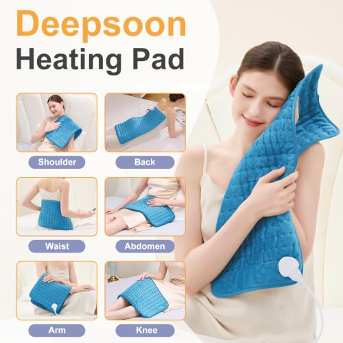 Heating Pad,Electric Heating Pad,Heating Pad for Back (Blue, 24"x12") - color: Blue, size: 24x12 Inch