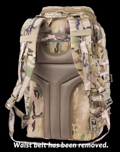 35L Tactical Backpack Military Rucksack MOLLE Quick-Access Flap EDC Pack for Hiking Camping Travel Work Bugout Emergency - color: At Camo