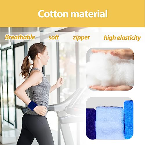 5 Pack Wrist Wallet Pouch with Zipper - Mini Sweatband Wristband Wallet for Women Men - Running Jogging Hiking Key Card Storage Bags