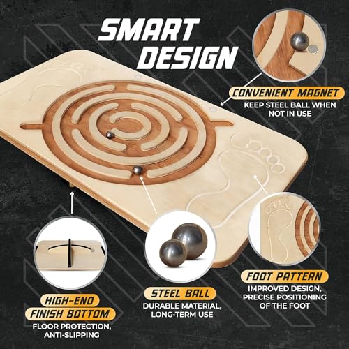 Yes4All Wooden Rocker Balance Board for Balance Training - color: D. Maze Game