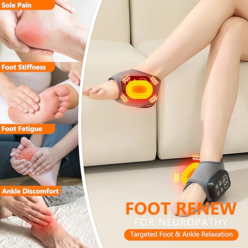 Foot Advanced Renew Triple Method Massager for Neuropathy and Plantar Fasciitis, Cordless Foot Massager with Heat and Vibration（Gray 2pcs）