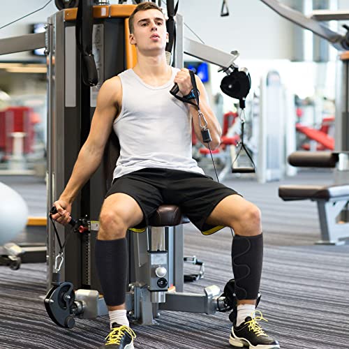 Chivao 2 Pairs Calf Brace Adjustable Shin Splint Support Lower Leg Compression Wrap Calf Sleeves for Men Women Pain Relief, Increases Circulation Reduces, Muscle Swelling(Blue, Black) - color: Blue, Black