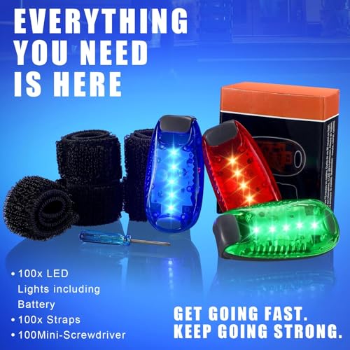 Copkim 30/60/100 Pcs LED Running Light Bulk - color: Red, Blue, Green