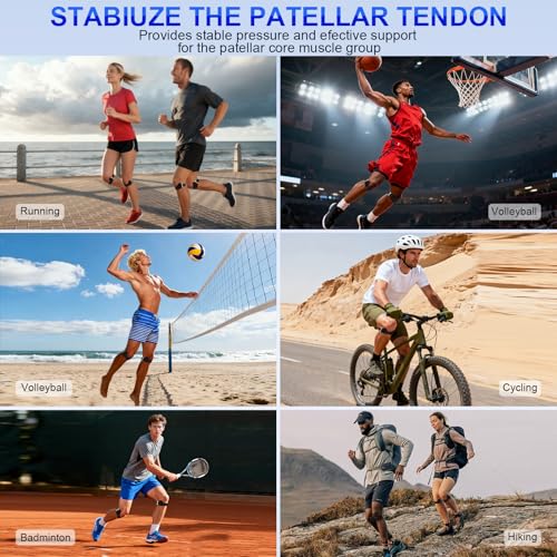 Silicone Patellar Tendon Support Strap, Adjustable Non-Slip Patella Band Stabilizer Knee Brace for Running, Hiking, Jumpers Knee, Tendonitis, Basketball, Volleyball, Squats - color: Gray