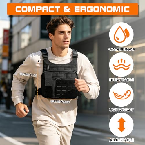 KINGSLONG Running Vest, Chest Bag for Men, Chest Pack, Hiking (B-Holster) - color: B-Holster