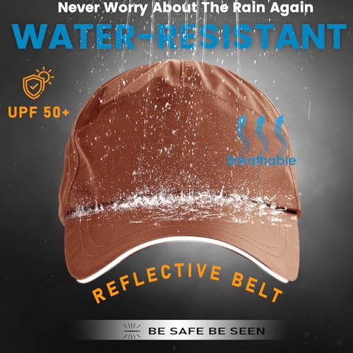 Waterproof Baseball Cap for Men Women UPF 50+ Quick-Dry Running Golf Hat - color: Caramel