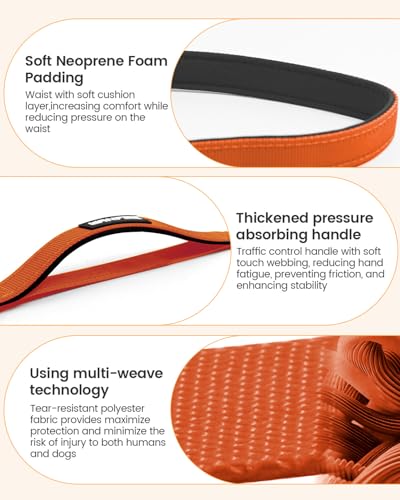 Hands Free Dog Leash, Multifunctional Crossbody Dog Leash - color: Orange, size: Large-5.9-9.5ft
