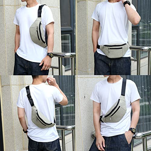 Fanny Pack for Men & Women, Fashion Waterproof Waist Packs with Adjustable Belt, Casual Bag Bum Bags for Travel Sports Running. - color: Beige