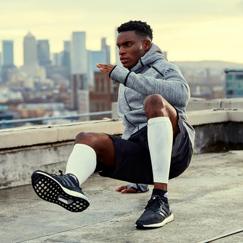 adidas Aeroready Compression Calf Sleeves, Lightweight, Moisture-Wicking Calf Compression Sleeves - color: White V1