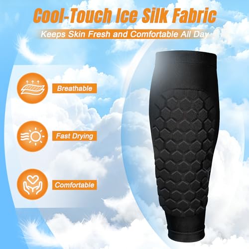XZQTIVE Soccer Shin Guards Shin Defender for Kids Youth Adult, Ski Shin Guard Calf Compression Sleeve with Honeycomb Shin Pads - color: black, size: XX-Small