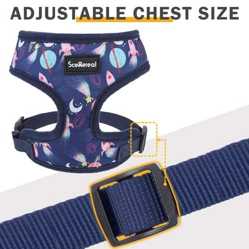 SCENEREAL Small Dog Harness and Leash Set, No Pull Puppy Harness - color: Navy-Starry Night, size: S: Chest Girth: 14"-18"