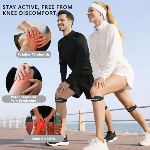 Patellar Tendon Support Strap 2 Pack,Knee Brace for Women Men.Built-in Meniscus Protection Bar, Offers Relief from Meniscus Tear and Knee Pain.Patella Stabilizer Knee Brace for Running, Basketball, Jumpers Knee, Tennis, Volleyball & Squats.