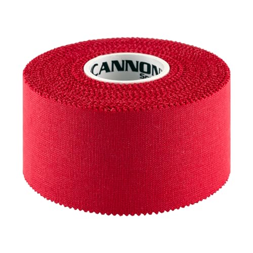 Cannon Sports Premium Athletic Tape - 1.5” x 45 Feet Per Roll - Easy Tear, No Sticky Residue, Very Strong, Hypoallergenic and Latex Free- Ideal for Sprains, Strains, First Aid – 1 Roll (Red) - color: Red