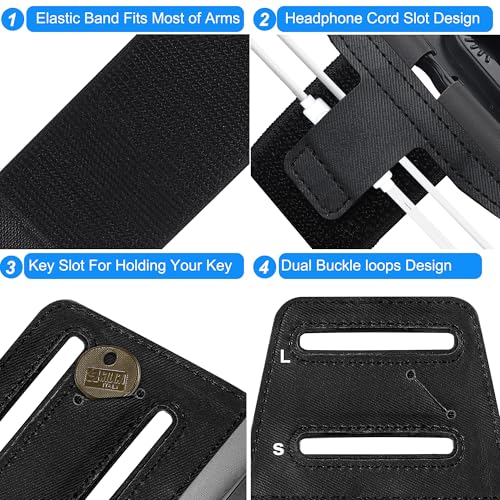 Cell Phone Running Armband - Detachable & 360° Rotatable Universal Cellphone Arm Band for iPhone 17 16 15 14 13 Pro Max Plus Samsung Galaxy Note S24 S23 for Workout Exercising Walking Jogging - color: Black Armband