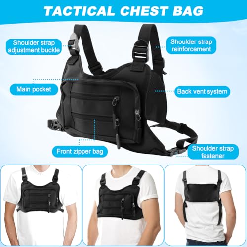 Sports Chest Bag for Men Women, Outdoor Running Vest Bag Adjustable Shoulder Strap, Chest Pack Rig for Hiking,Cycling,Workouts,Rock Climbing, ChestPouch Workout Bags for Runners