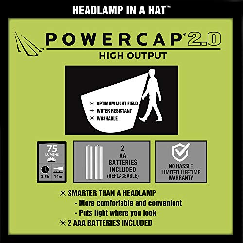LED Hat Light - POWERCAP Baseball Cap with Light Built in - LED Cap Visor Light with Bright Headlight and IPX4 Rating - color: 2.0 Real Tree Edge