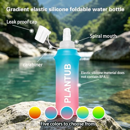 Soft Foldable Water Bottle, Gradient Blue and Pink - color: yellow blue